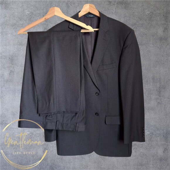 PRONTO UOMO Mens 2 piece Suit Jacket 42L Pant 36Wx29L Brown Wool Two Button Suit - Picture 1 of 16